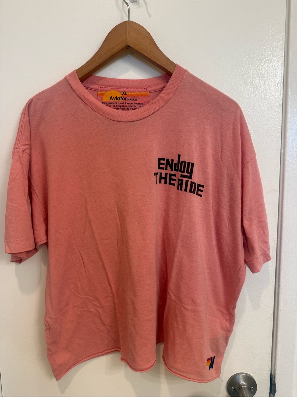 Aviator Nation Enjoy The Ride Faded Pink Tee T-shirt XL